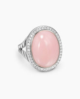 Albion® Oval Ring in Sterling Silver with Pink Opal and Diamonds, 21mm